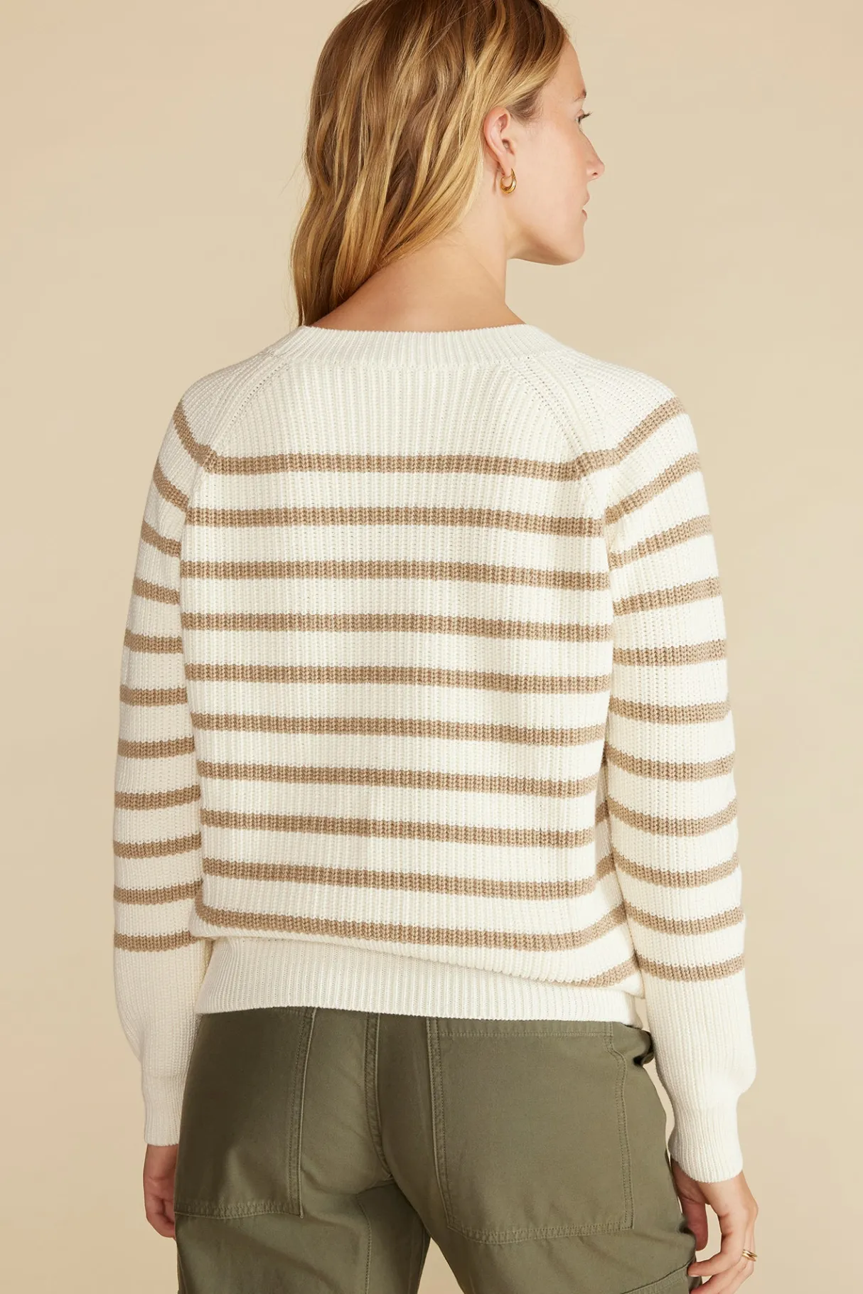 Amour Vert Layla Organic Cotton Sweater IvoryandTanStripe Online
