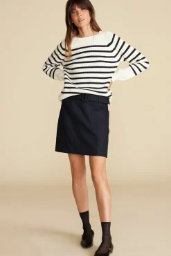 Amour Vert Layla Organic Cotton Sweater IvoryNavyStripe Fashion
