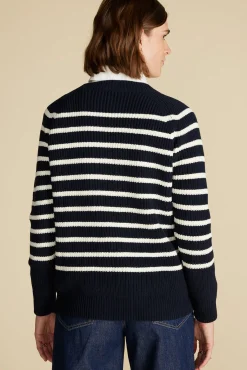 Amour Vert Layla Organic Cotton Sweater NavyBlueandIvoryStripe Outlet