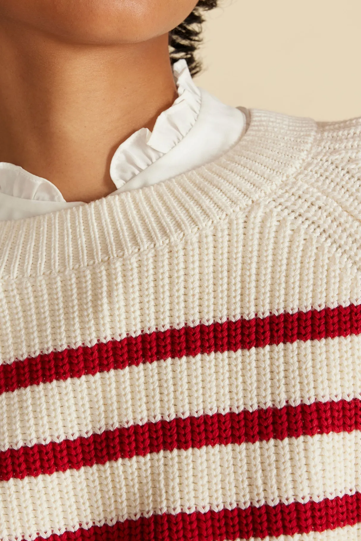 Amour Vert Layla Organic Cotton Sweater IvoryandRedStripe Fashion
