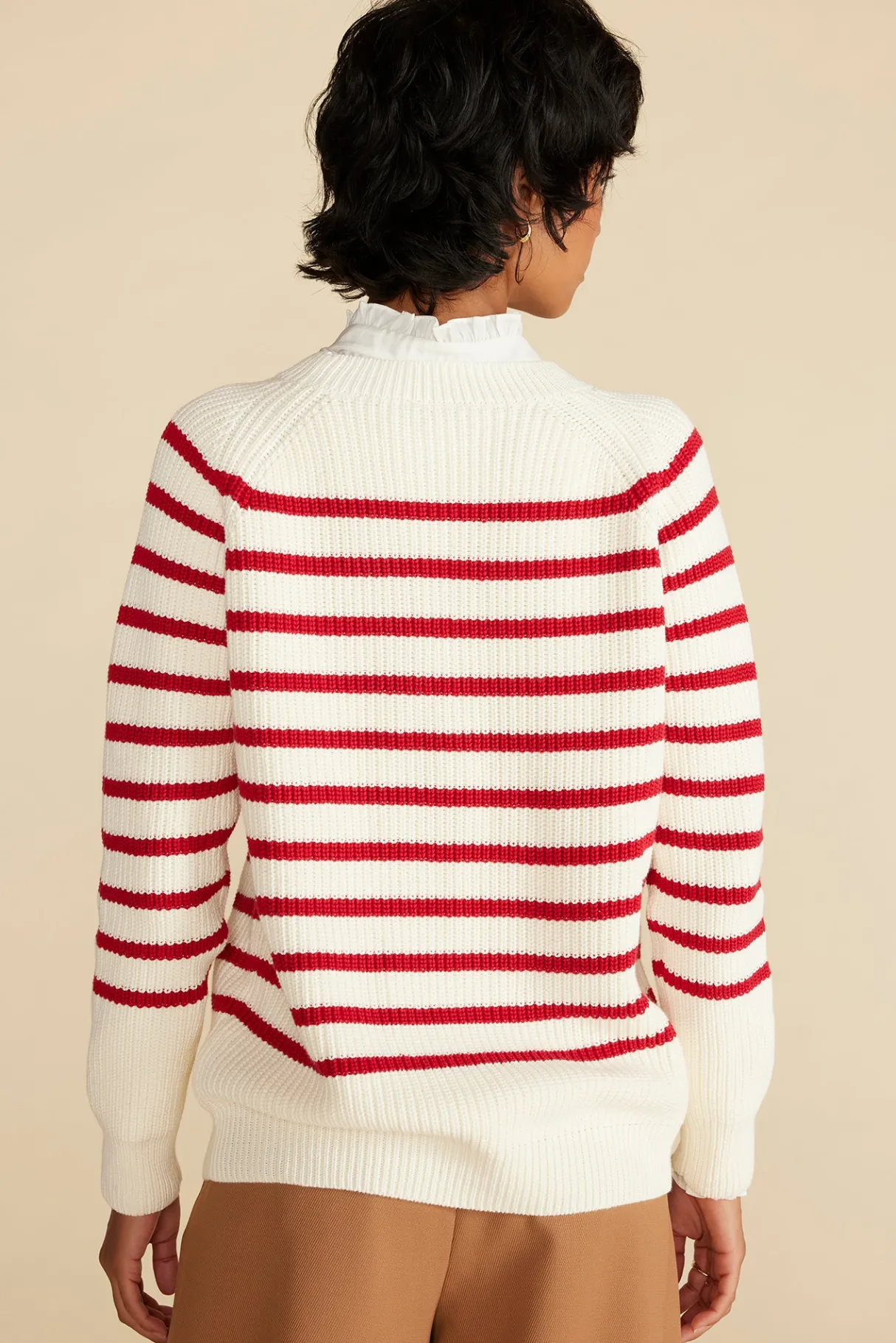 Amour Vert Layla Organic Cotton Sweater IvoryandRedStripe Fashion