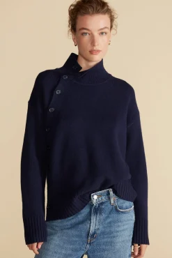 Amour Vert Leonie Turtleneck Sweater NavyBlue Best