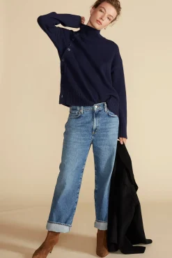 Amour Vert Leonie Turtleneck Sweater NavyBlue Best