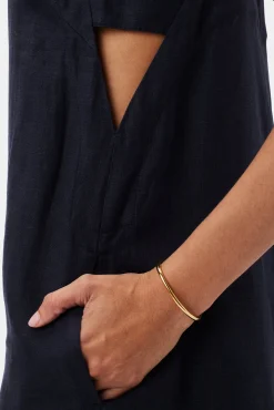 Amour Vert Lilly Pilly Kai Organic Linen Slip Dress Navy Fashion
