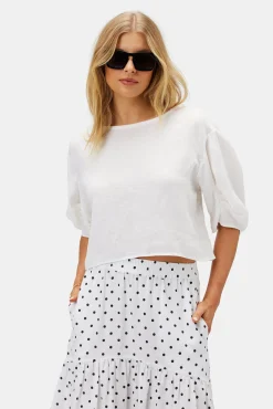 Amour Vert Lilly Pilly Leia Organic Linen Top White Clearance