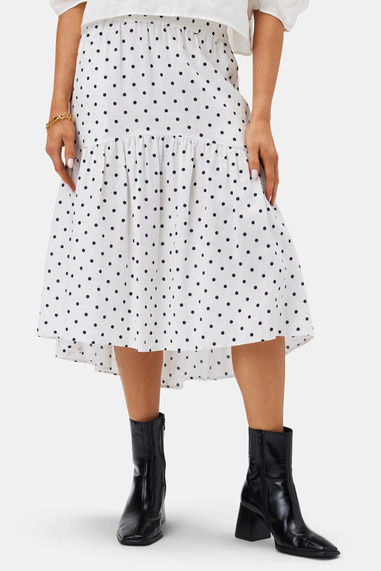Amour Vert Lilly Pilly Lola Organic Linen Skirt PolkaDots Online