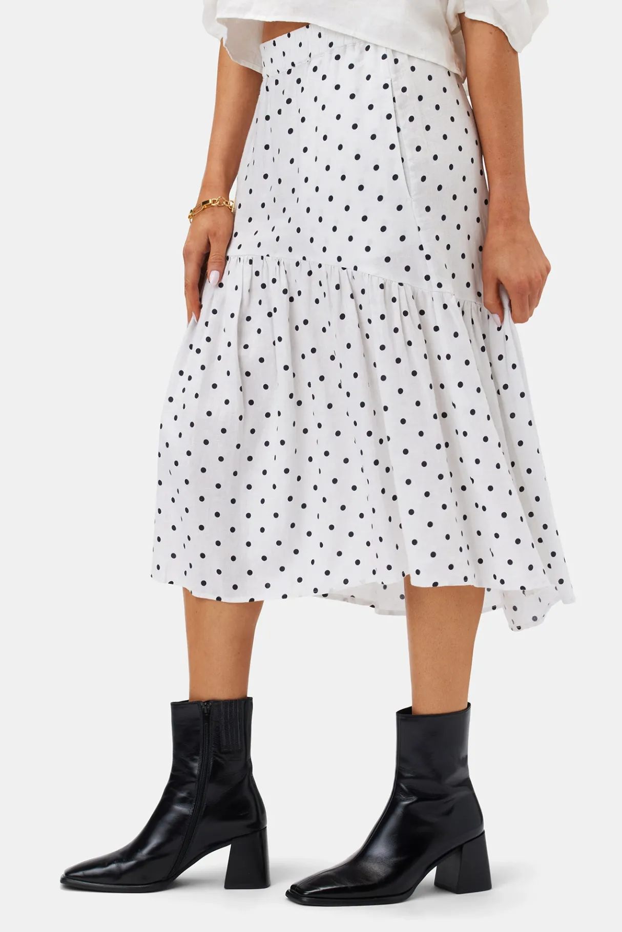 Amour Vert Lilly Pilly Lola Organic Linen Skirt PolkaDots Online