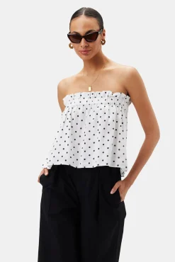Amour Vert Lilly Pilly Pippa Organic Linen Top PolkaDots Sale