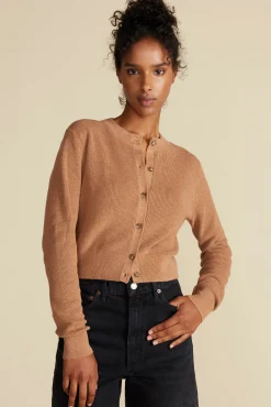 Amour Vert Lily Cardigan Sweater Tan New