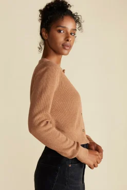 Amour Vert Lily Cardigan Sweater Tan New