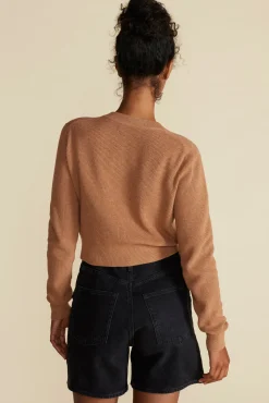 Amour Vert Lily Cardigan Sweater Tan New