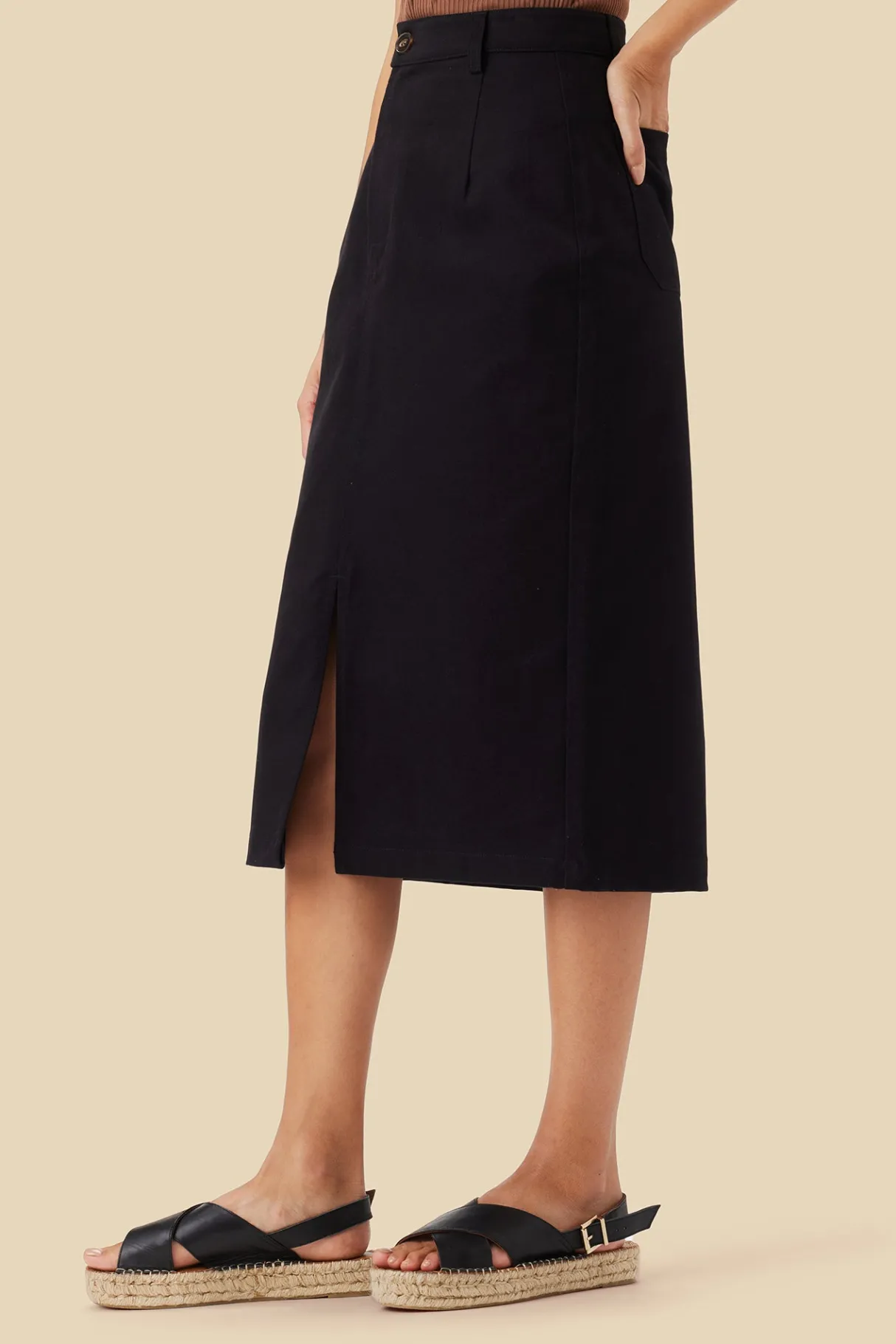 Amour Vert Lina Organic Cotton Skirt Black Fashion