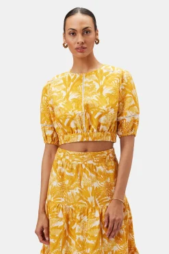 Amour Vert Lisa Cotton Linen Top ToileMandarine Sale
