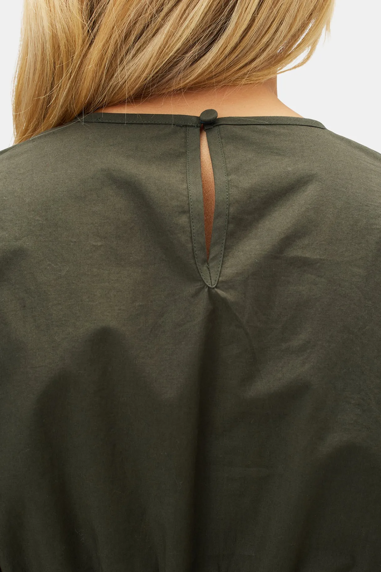 Amour Vert Lisa Organic Cotton Poplin Top OliveGreen Clearance