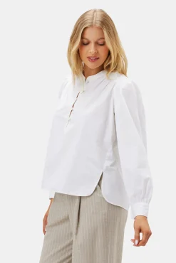 Amour Vert Lucie Organic Cotton Poplin Blouse White Fashion
