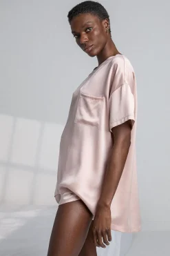 Amour Vert Lunya Washable Silk Tee and Shorts Set DelicatePink New