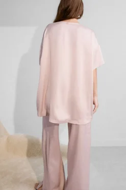 Amour Vert Lunya Washable Silk Tee Pant Set DelicatePink Hot