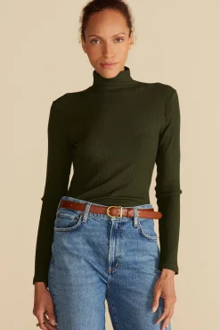 Amour Vert Lux Paris Rib Turtleneck OliveGreen Outlet