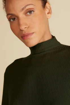 Amour Vert Lux Paris Rib Turtleneck OliveGreen Outlet