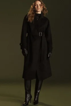 Amour Vert Lya Felted Wool Coat Black Clearance