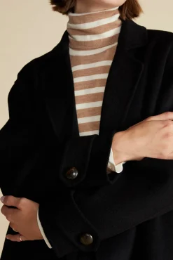 Amour Vert Lya Felted Wool Coat Black Clearance