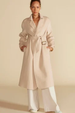 Amour Vert Lya Felted Wool Coat OatBeige Discount