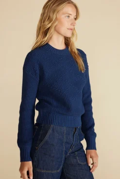 Amour Vert Madella Pom Pom Organic Cotton Sweater NavyBlue Clearance