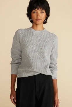 Amour Vert Madella Pom Pom Organic Cotton Sweater HeatherGrey Outlet