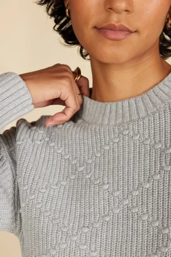 Amour Vert Madella Pom Pom Organic Cotton Sweater HeatherGrey Outlet