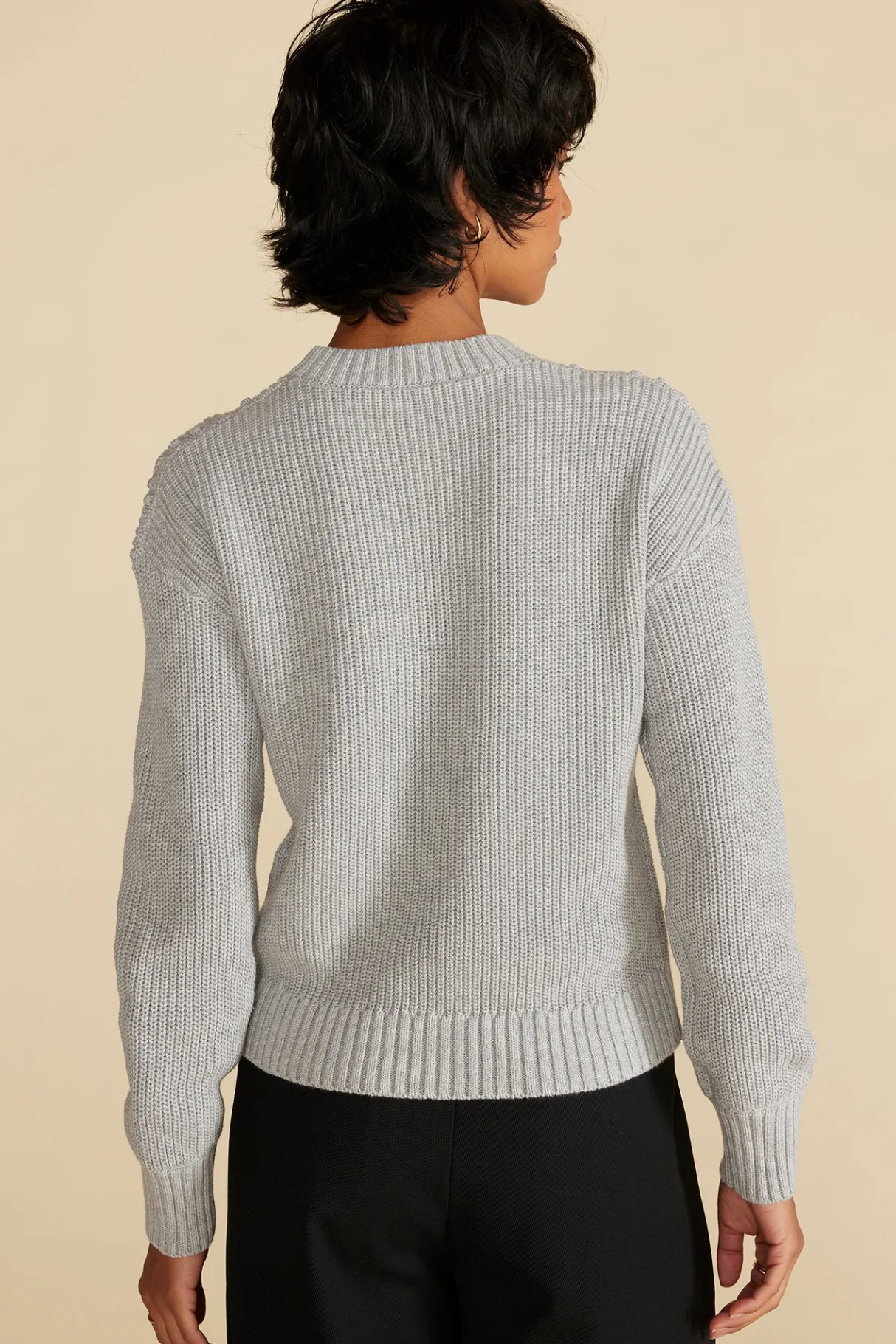 Amour Vert Madella Pom Pom Organic Cotton Sweater HeatherGrey Outlet