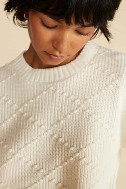 Amour Vert Madella Pom Pom Organic Cotton Sweater Ivory Online