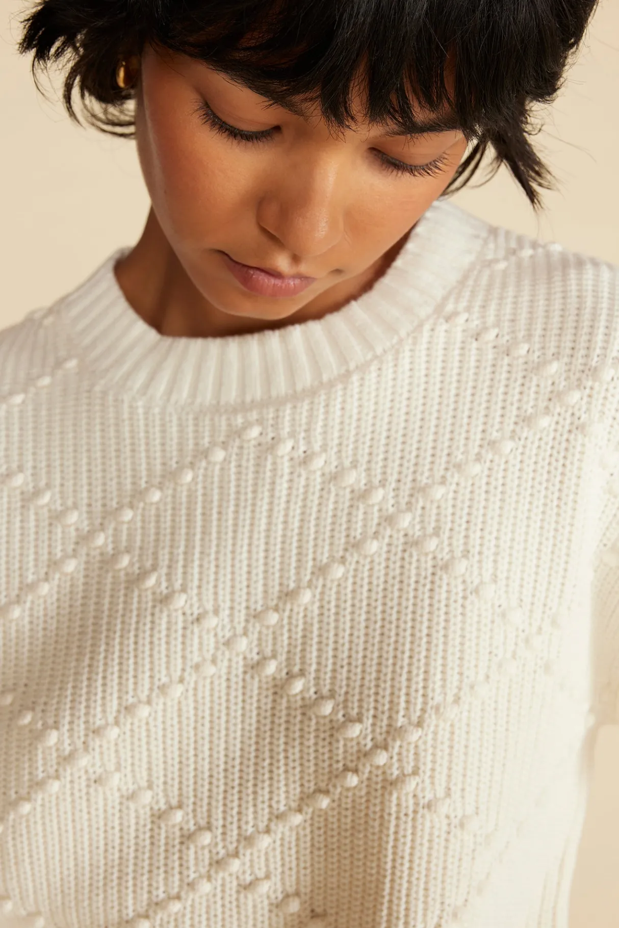 Amour Vert Madella Pom Pom Organic Cotton Sweater Ivory Online