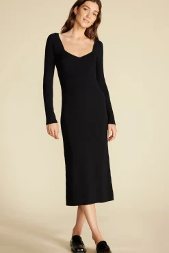 Amour Vert Maelle Square Neck Sweater Dress Black Discount