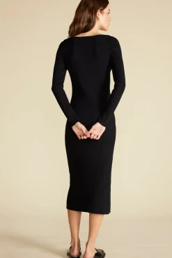 Amour Vert Maelle Square Neck Sweater Dress Black Discount