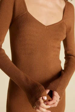 Amour Vert Maelle Square Neck Sweater Dress AlmondBrown Online
