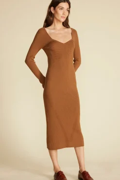 Amour Vert Maelle Square Neck Sweater Dress AlmondBrown Online
