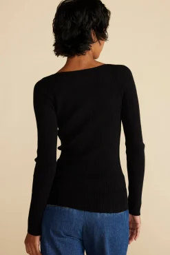 Amour Vert Maelle Square Neck Sweater Black Best