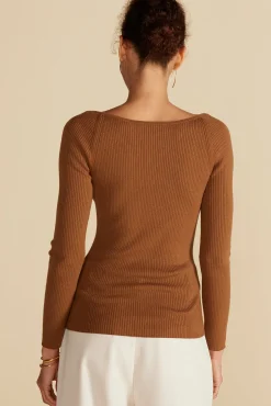 Amour Vert Maelle Square Neck Sweater AlmondBrown Best