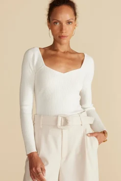 Amour Vert Maelle Square Neck Sweater Ivory Best