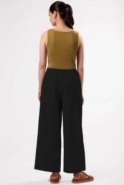 Amour Vert Malia Cotton Linen Pant Black Hot