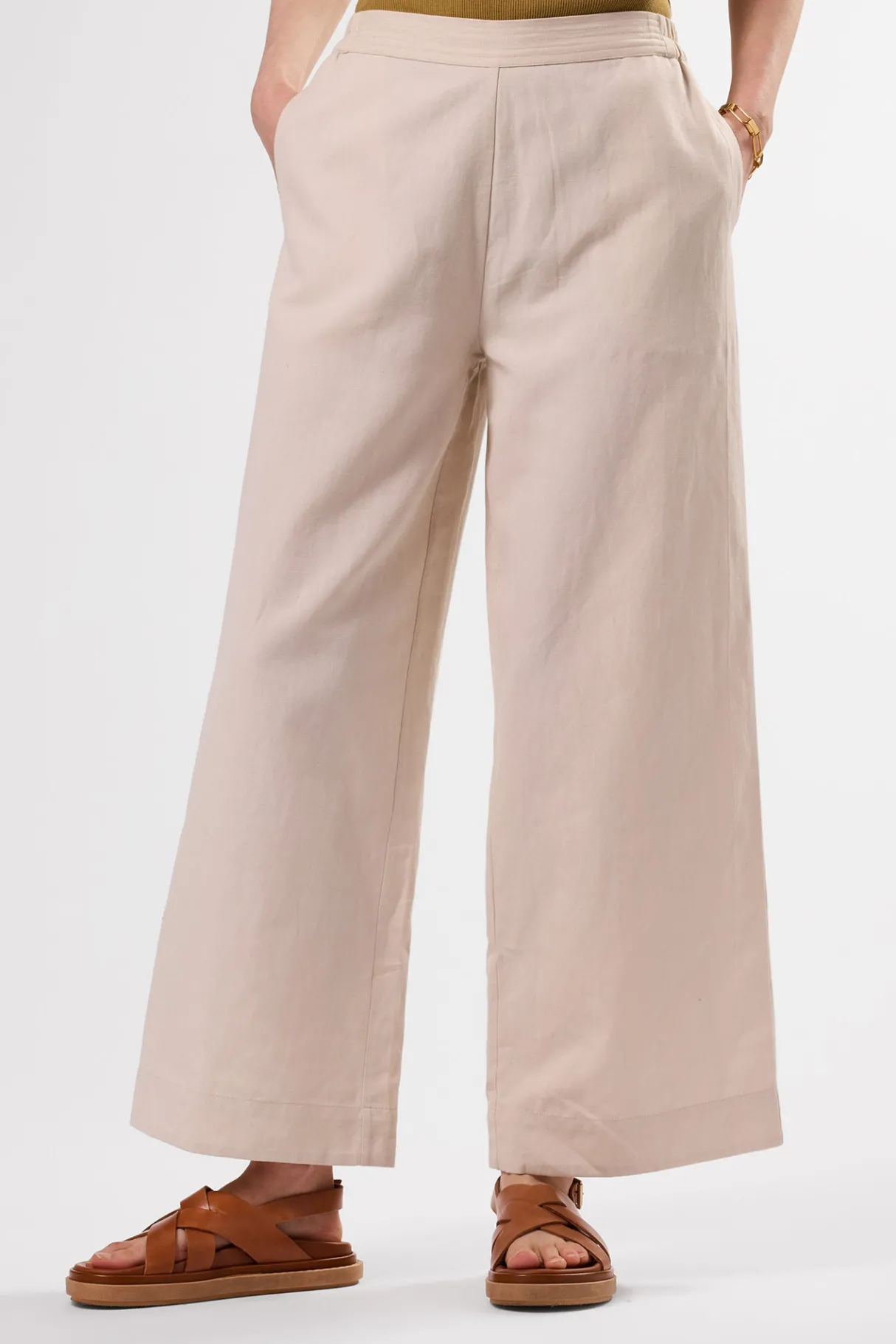 Amour Vert Malia Cotton Linen Pant Natural Outlet