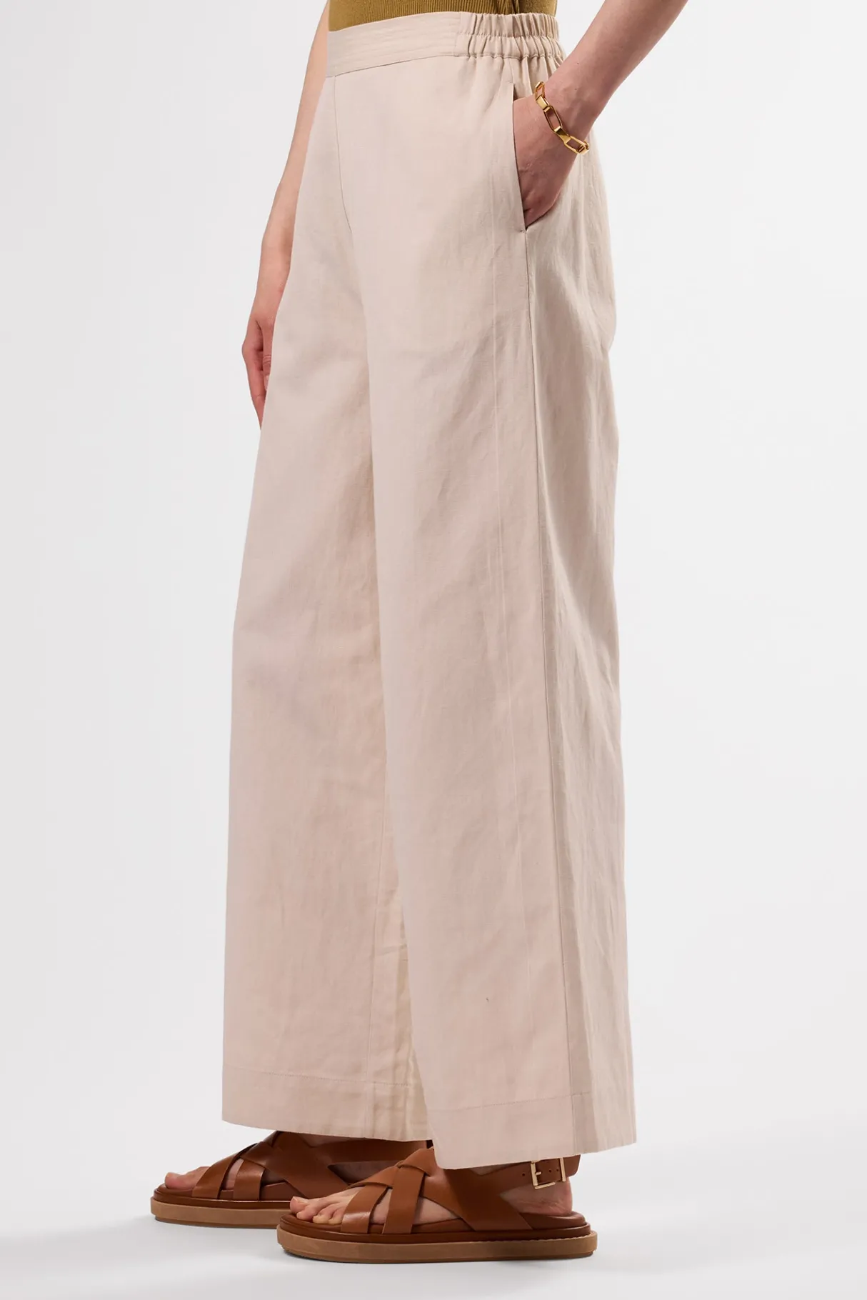 Amour Vert Malia Cotton Linen Pant Natural Outlet