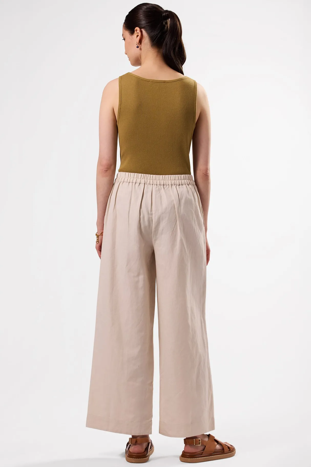Amour Vert Malia Cotton Linen Pant Natural Outlet