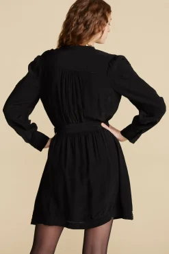 Amour Vert Malta Embroidered Crepe Dress Black Discount