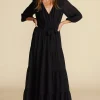 Amour Vert Marceau Viscose Maxi Dress Black Sale