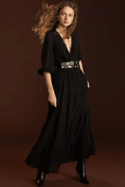 Amour Vert Marceau Viscose Maxi Dress Black Sale