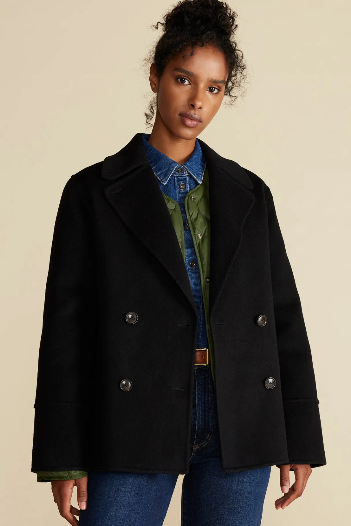 Amour Vert Marcel Wool Pea Coat Black Discount