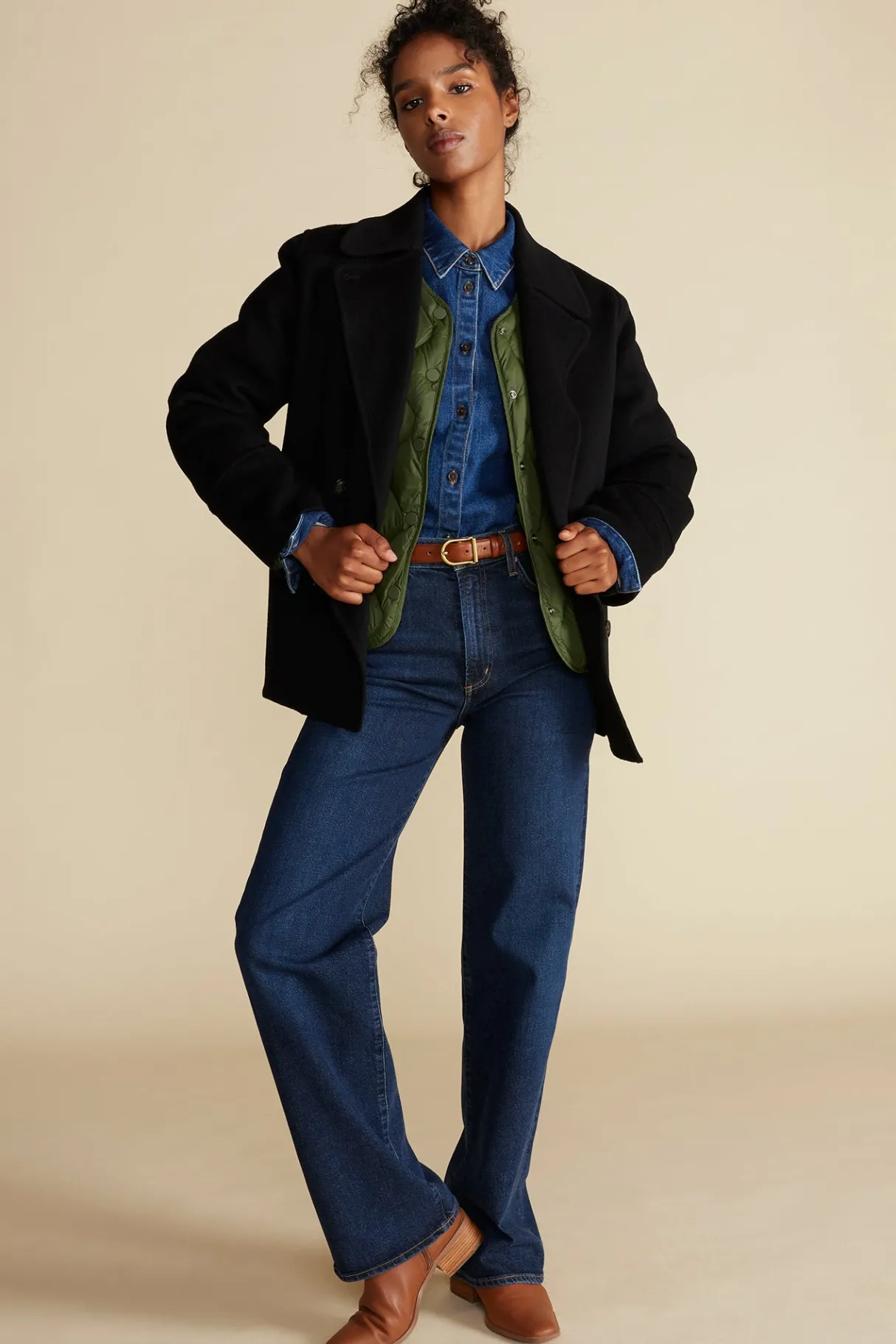 Amour Vert Marcel Wool Pea Coat Black Discount