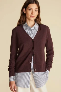 Amour Vert Mason Cashmere Cardigan PurpleFig New