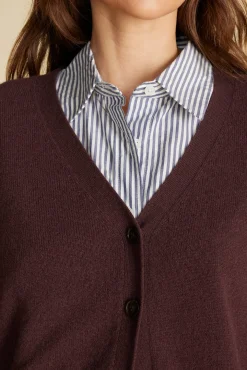 Amour Vert Mason Cashmere Cardigan PurpleFig New